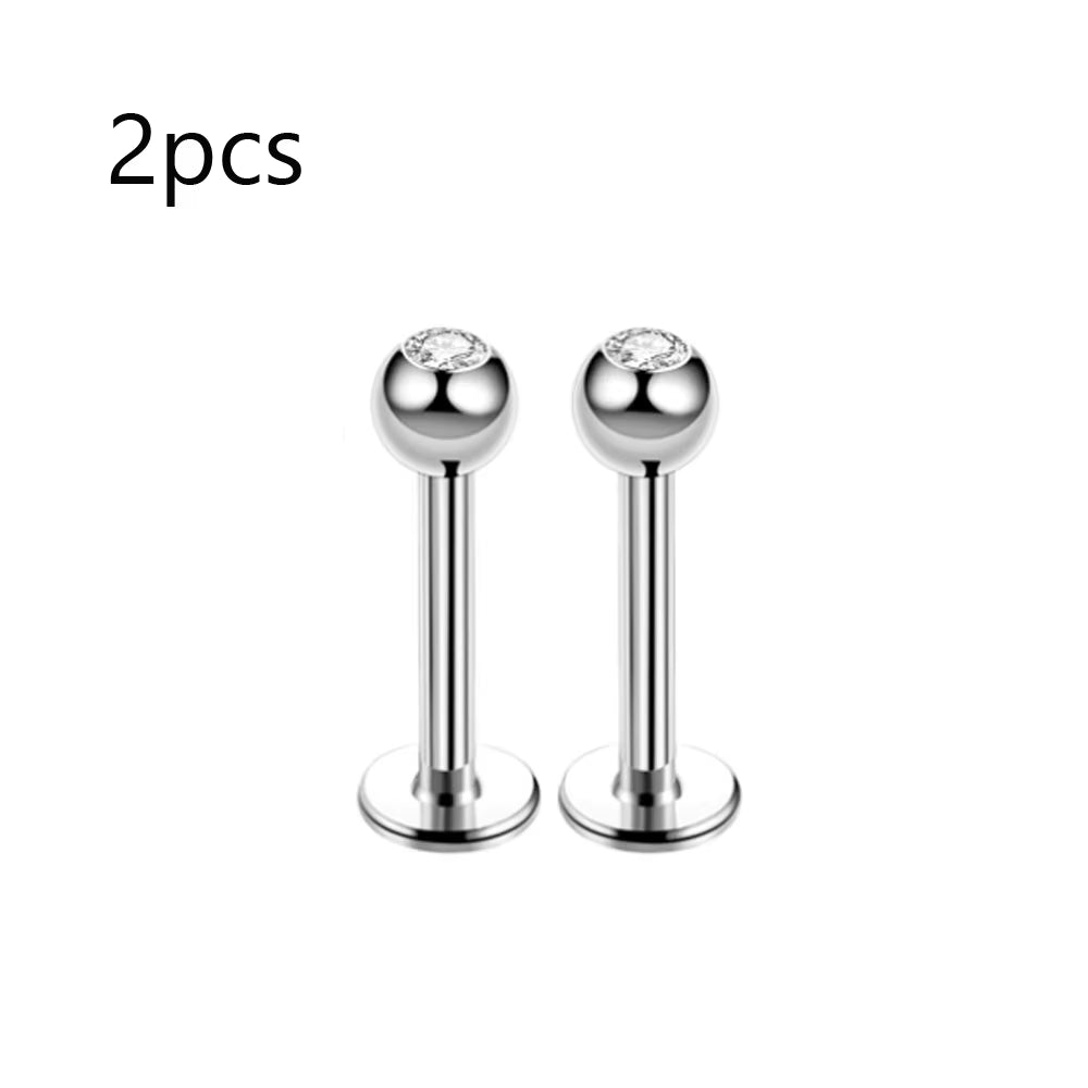 7 Pairs 16G Surgical Steel Internally Threaded Micro CZ Gem Top Tragus/Helix/Labret Stud Earrings 6Mm 8Mm 10Mm 12Mm