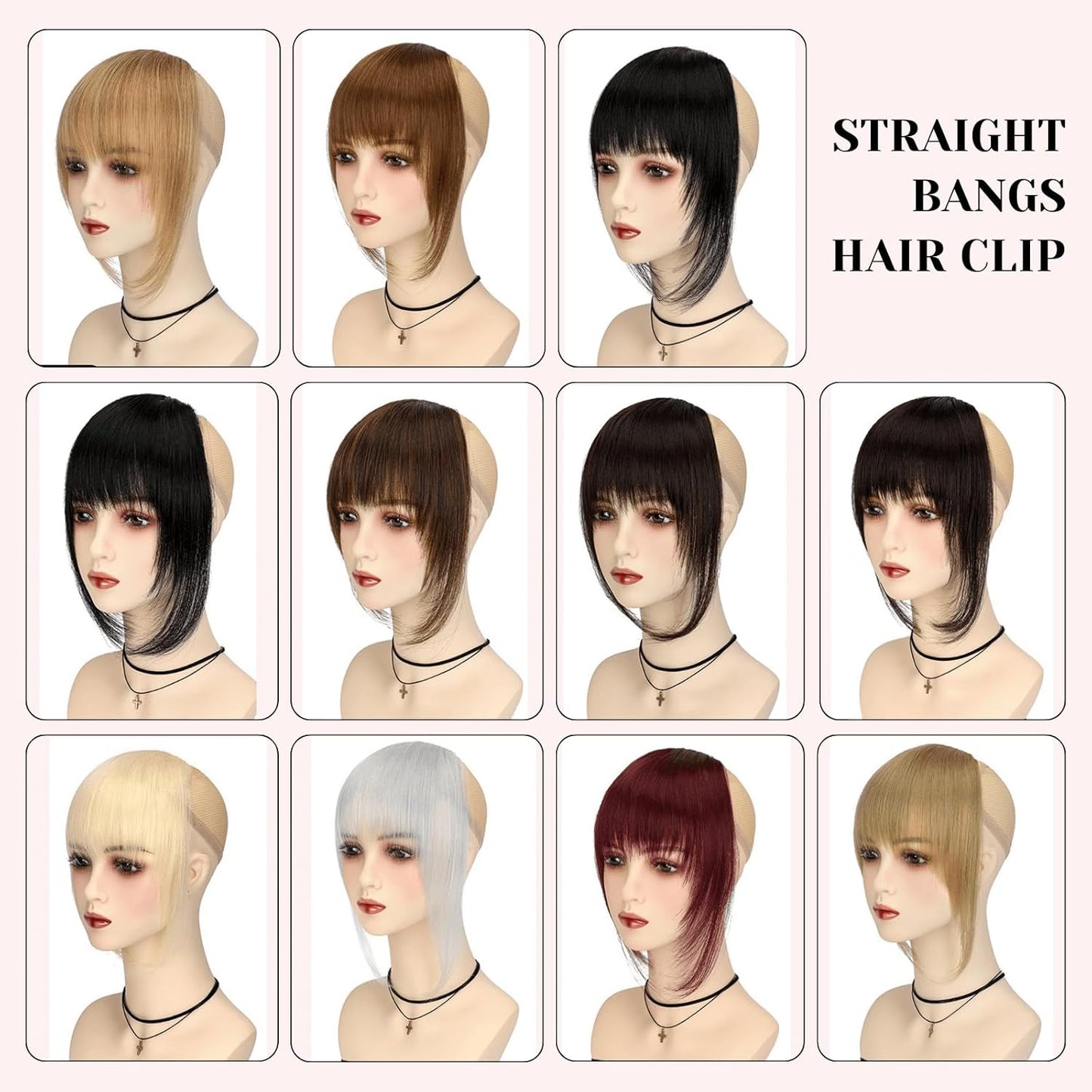 French Clip in Bangs, Ash Blonde Long Wispy Bangs Hair Clip with Temple Full Fringe Curtain Bangs Hair Clip Hair Piece Thick Fake Bangs Clip in Hair Extensions for Women(#24-Ash Blonde)