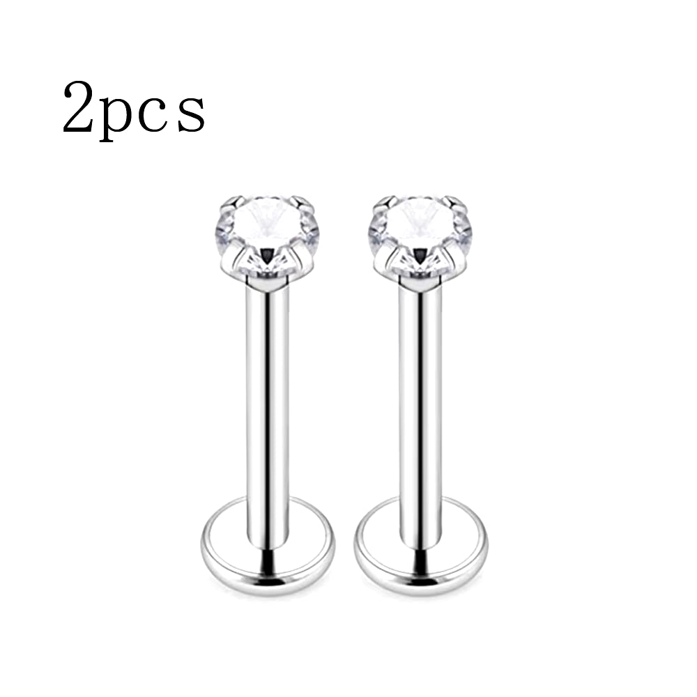 7 Pairs 16G Surgical Steel Internally Threaded Micro CZ Gem Top Tragus/Helix/Labret Stud Earrings 6Mm 8Mm 10Mm 12Mm