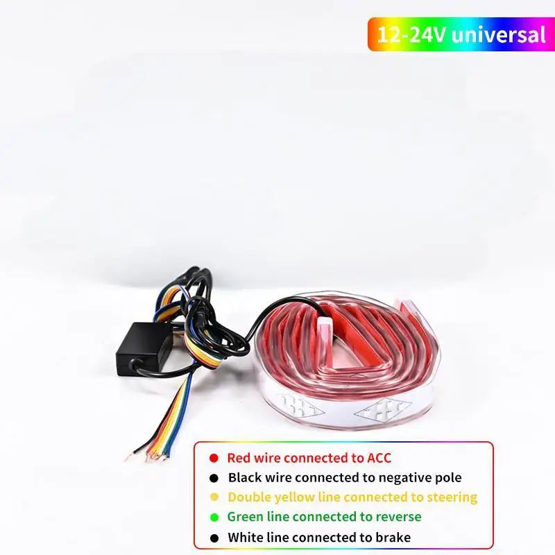 12V 24V LED Truck Car Docrative Light Strip Center Grid Rear Tail Light Night Driving Safety Warning Auto Trun Signal Light