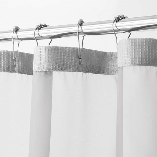 Silver Modern Grid Shower Curtain and Liner Set-0