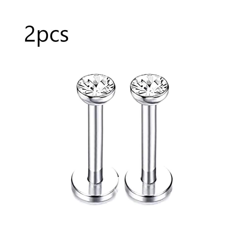 7 Pairs 16G Surgical Steel Internally Threaded Micro CZ Gem Top Tragus/Helix/Labret Stud Earrings 6Mm 8Mm 10Mm 12Mm