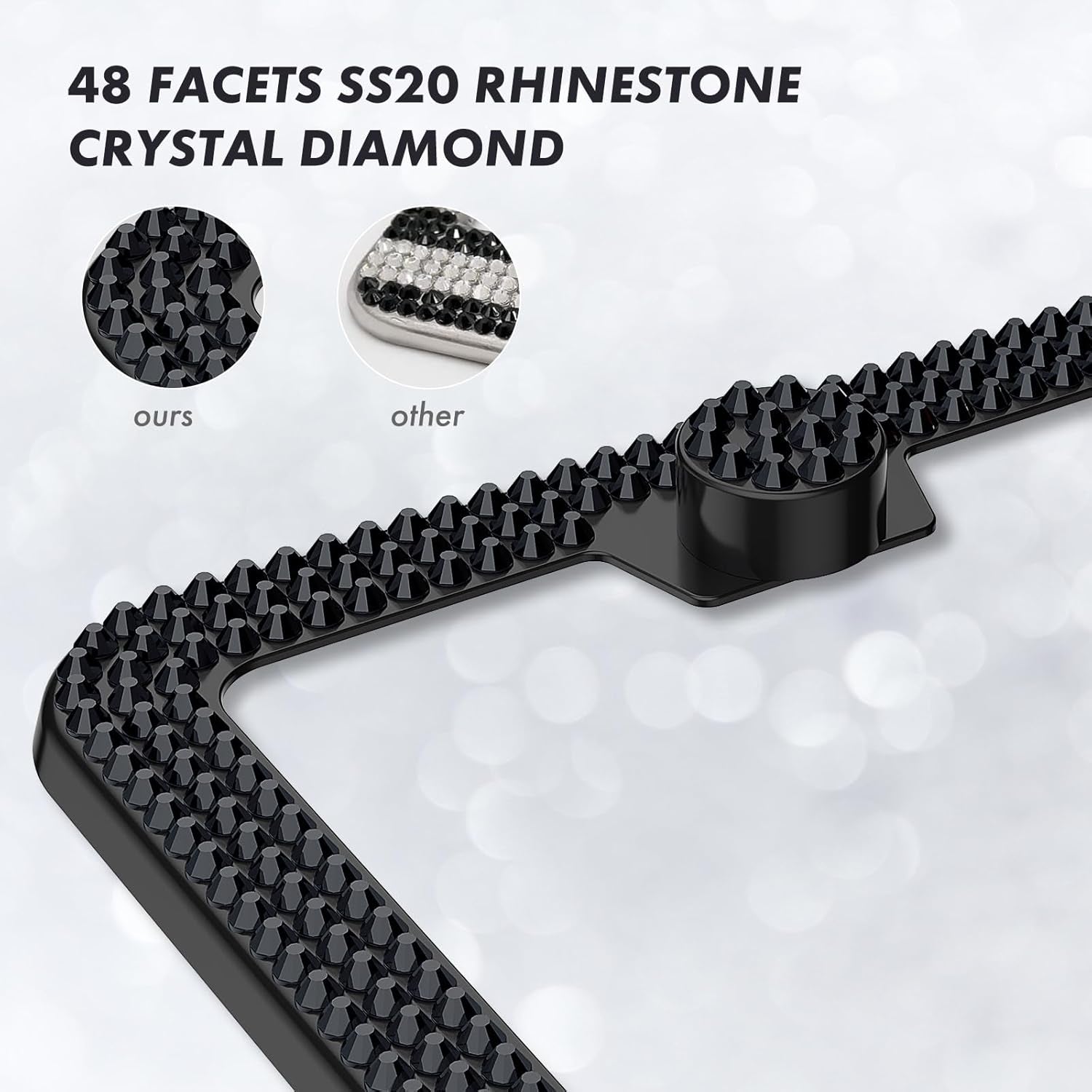 Bling License Plate Frame, Crystal License Plate Cover, Car License Plate Holder with Rhinestone Crystal Diamond Screw Set - 2 Pack (AB Color)