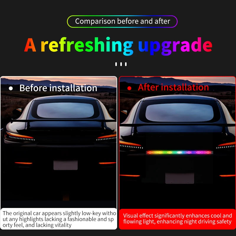 12V 24V LED Truck Car Docrative Light Strip Center Grid Rear Tail Light Night Driving Safety Warning Auto Trun Signal Light
