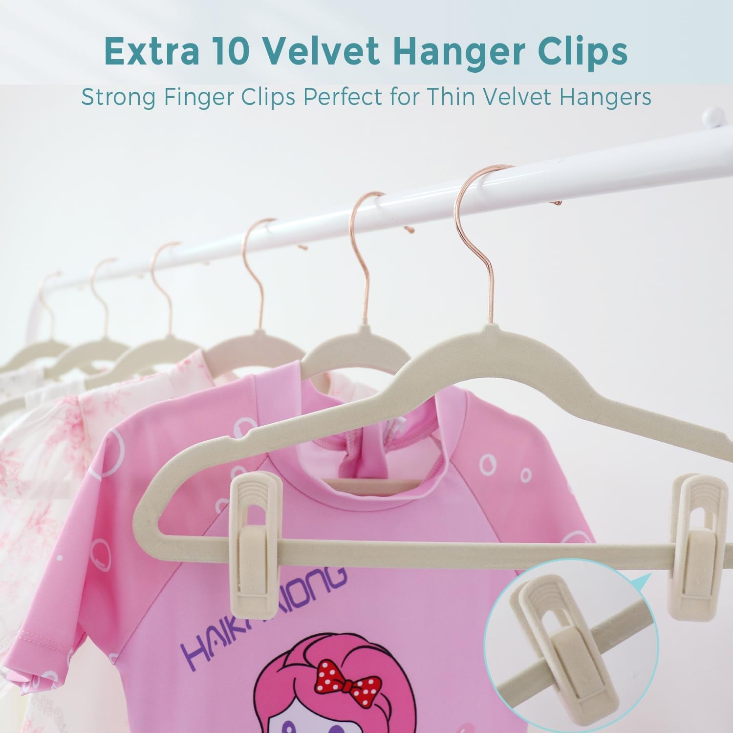 Baby Velvet Hangers 30 Pack - 11 Inch Premium Felt Non Slip Kids Hanger for Infant & Toddler Clothes - 0.2" Slim Space-Saving Baby Felt Hangers for Children'S Closet with 10 Clips - Beige