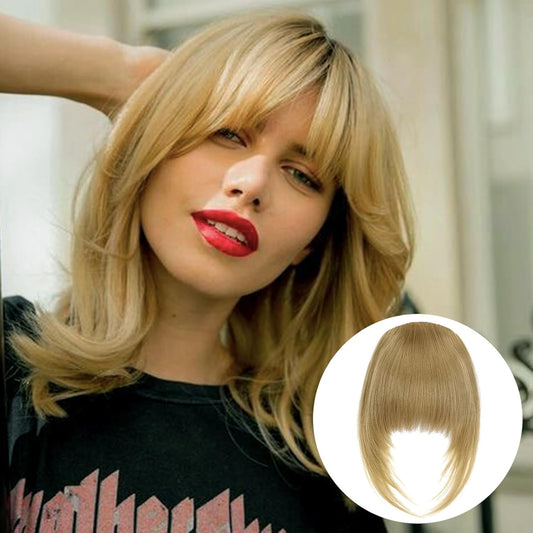 French Clip in Bangs, Ash Blonde Long Wispy Bangs Hair Clip with Temple Full Fringe Curtain Bangs Hair Clip Hair Piece Thick Fake Bangs Clip in Hair Extensions for Women(#24-Ash Blonde)