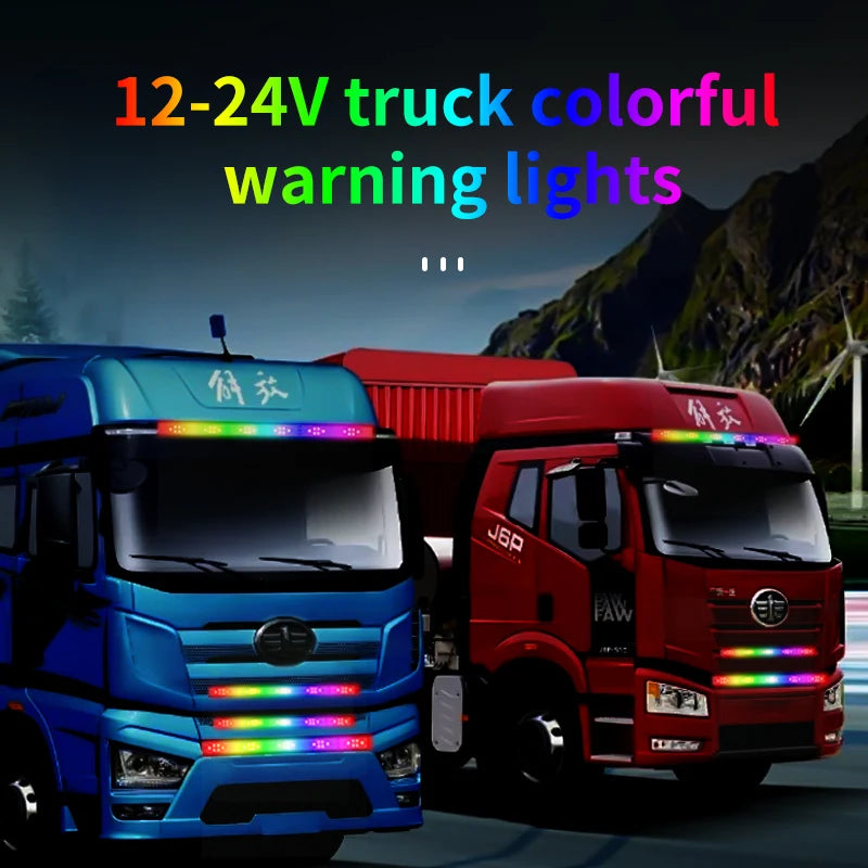 12V 24V LED Truck Car Docrative Light Strip Center Grid Rear Tail Light Night Driving Safety Warning Auto Trun Signal Light