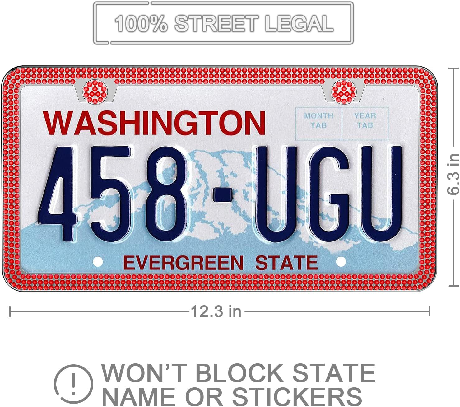 Bling License Plate Frame, Crystal License Plate Cover, Car License Plate Holder with Rhinestone Crystal Diamond Screw Set - 2 Pack (AB Color)