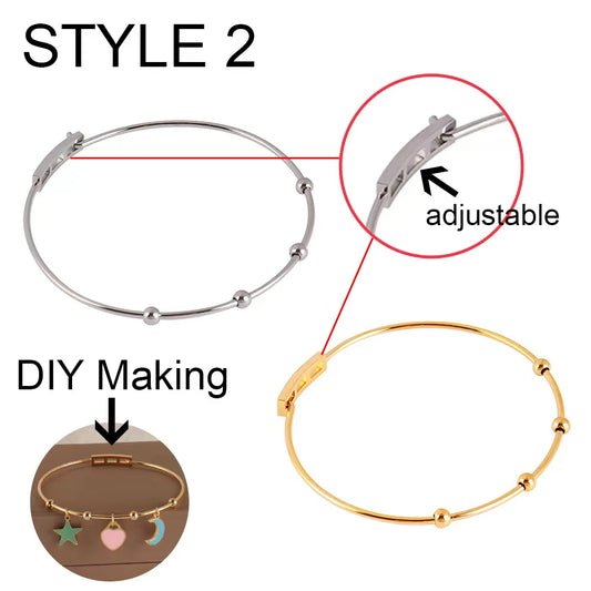 2PCS Expandable Bangles Stainless Steel Bangle DIY Jewelry Bracelet Making Supplies Adjustable Wire Bangle Bracelets Base