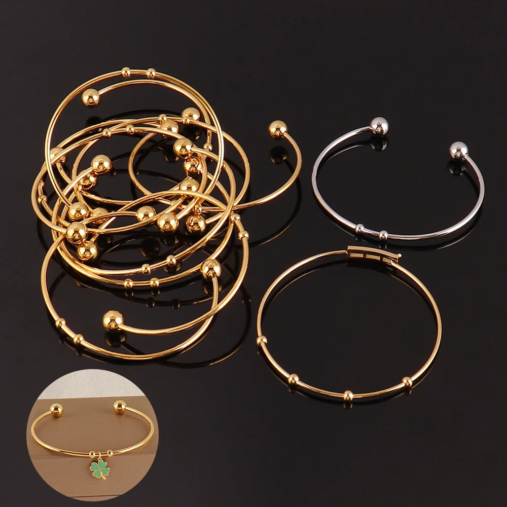 2PCS Expandable Bangles Stainless Steel Bangle DIY Jewelry Bracelet Making Supplies Adjustable Wire Bangle Bracelets Base